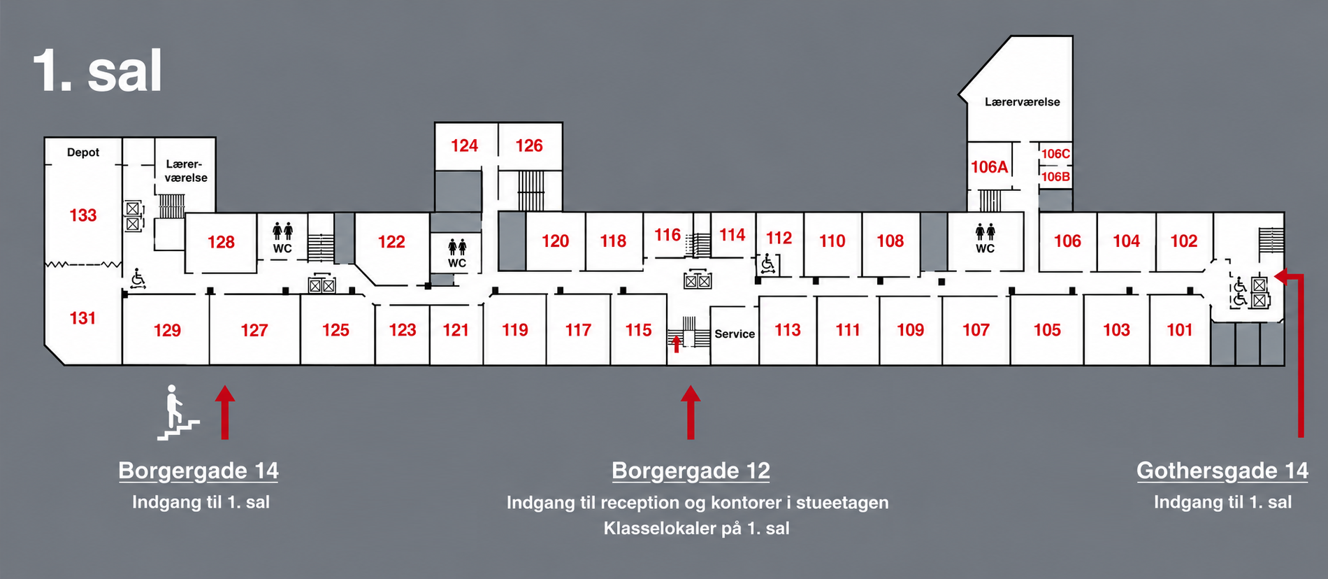 Kort over Borgergade første sal